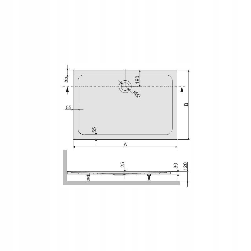 Brodzik akryl prostokątny 80x90x2.5 cm SANPLAST Free Line B/FREE stelaż STB