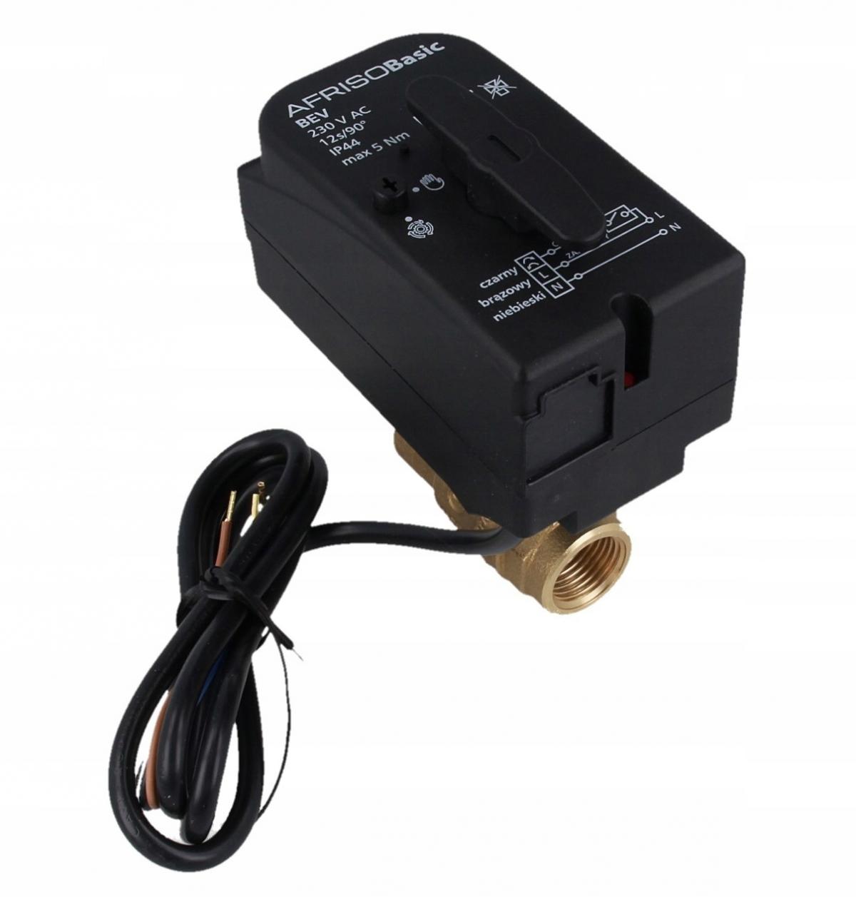 AFRISO Zawór kulowy z siłownikiem, NC AFRISO BEV DN 15 10 bar 230 V