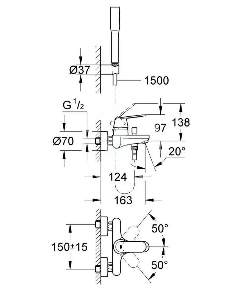 Bateria wannowa ścienna HANSGROHE Talis E 1-uchwytowa DN 15 chrom
