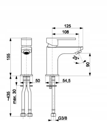 Bateria umywalkowa stojąca ARMATURA KRAKÓW LOGON 1-uchwyt. 1-otw. chrom