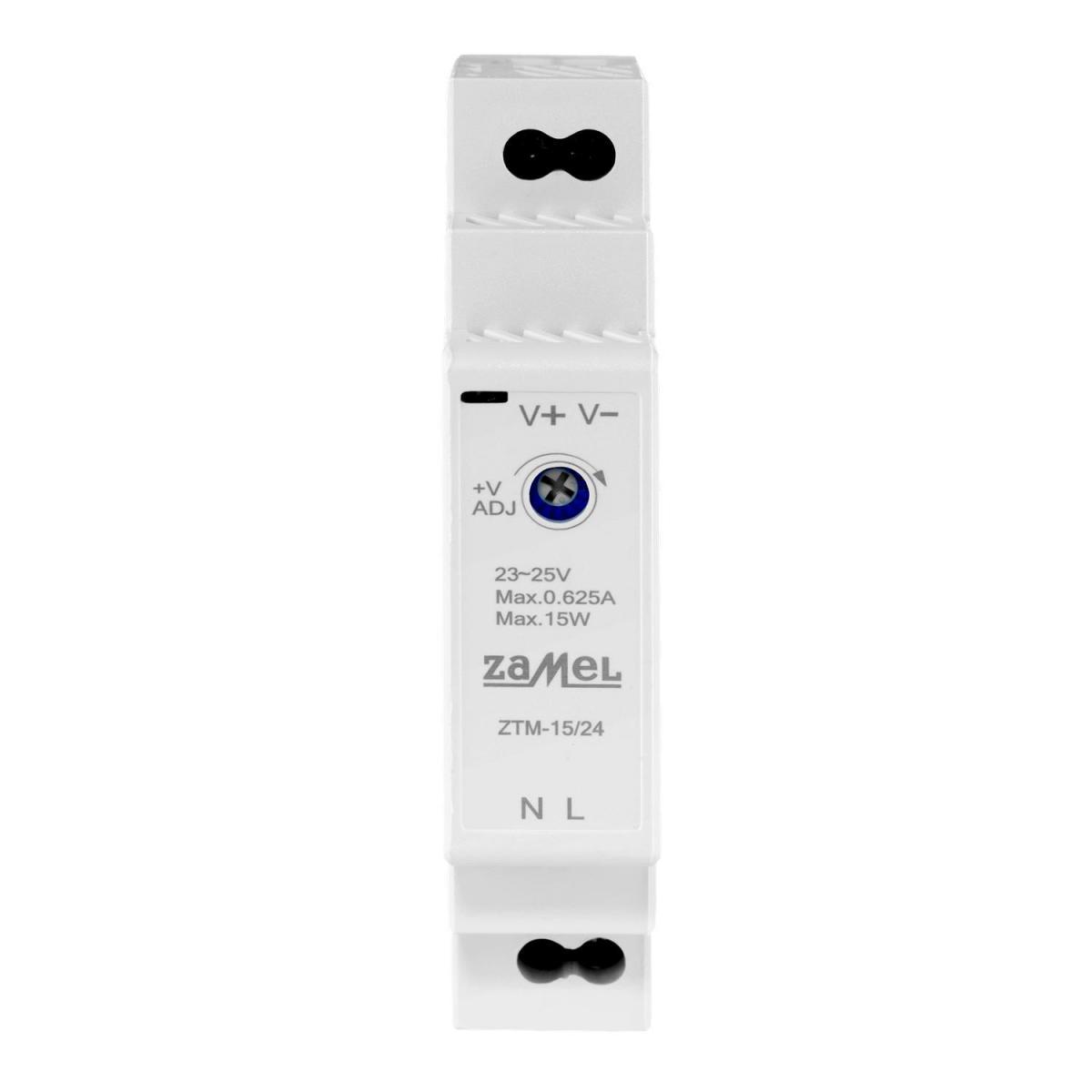 Zasilacz impulsowy montowany na szynie TH-35 (DIN), 15W, 24V DC ZTM-15/24