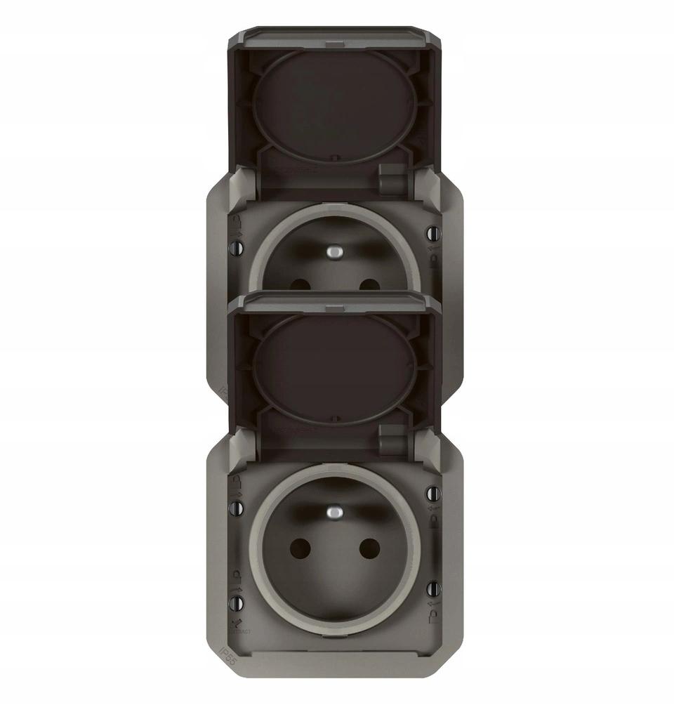 Gniazdo podwójne z uziemieniem 2x2P+Z, pioNOWE, mechanizm 16A-250 V~- antra
