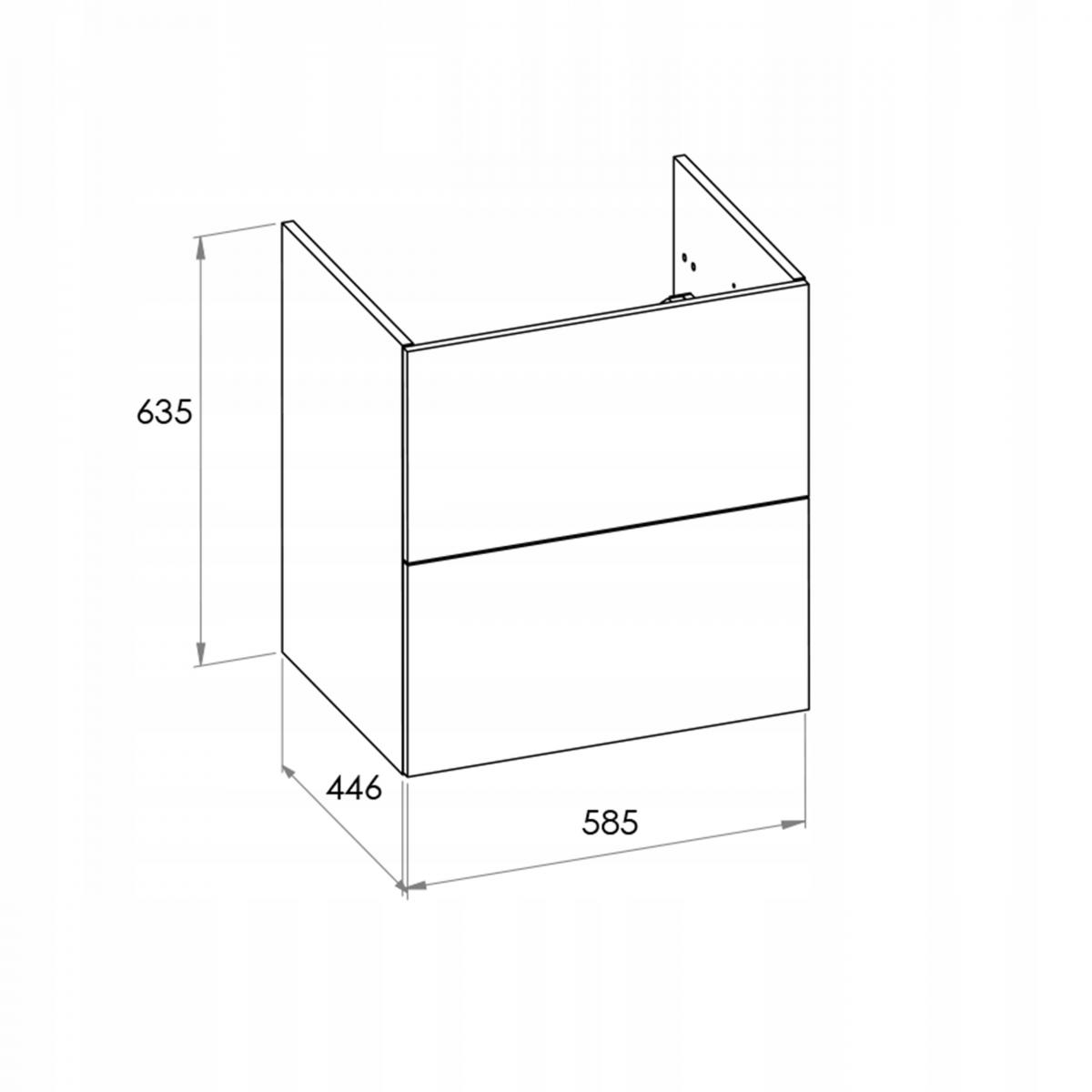 Szafka podumyw ELLA 59x45cm Wisząca 2S (do kompletacji z blatem) Czarny Mat