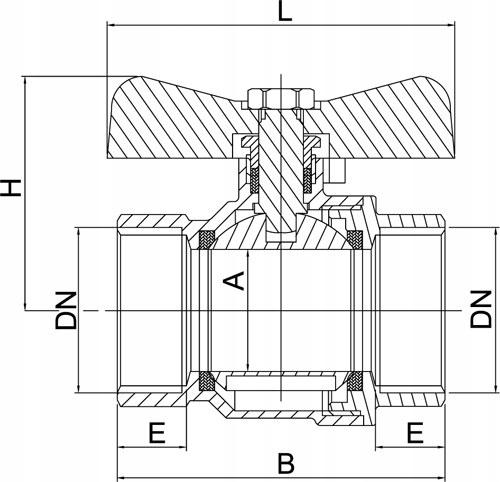 INVENA ZAWÓR KULOWY WODNY Z MOTYL. TYP CIĘŻKI WW PROV 1