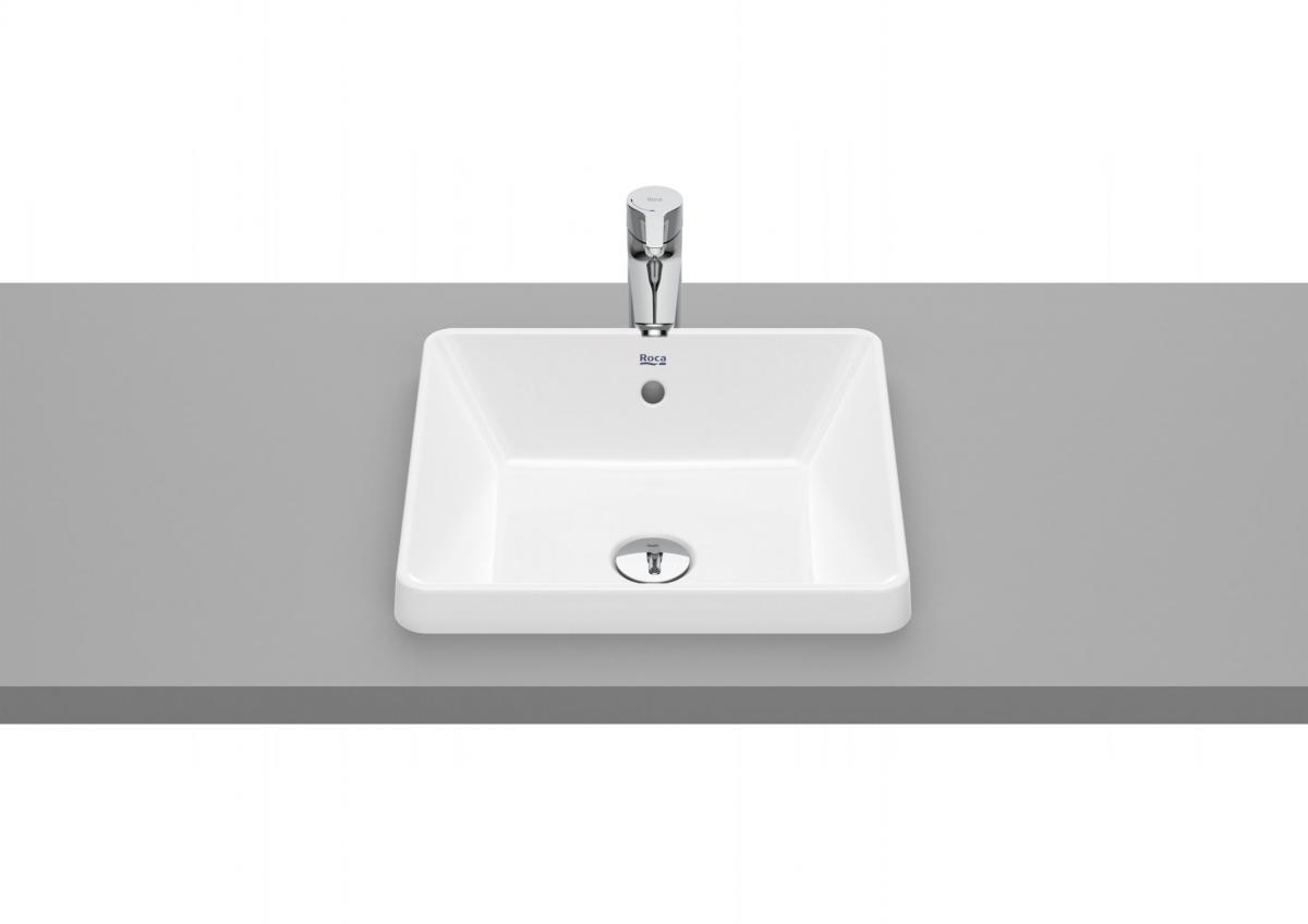 Umywalka wpuszczana w blat GAP Prostokątna 39x37cm, b/otw., z/przel. Biały