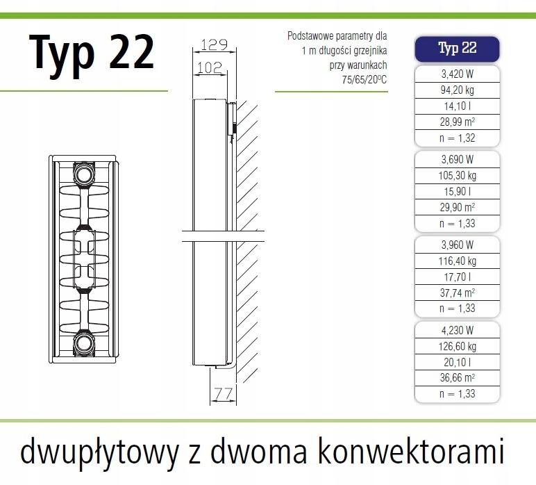 Grzejnik stalowy pionowy STELRAD VP 22 2200x300 VERTEX PLAN Pionowy 48h