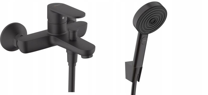 Bateria wannowa jednouchwytowa ścienna Hansgrohe Vernis Blend czarny