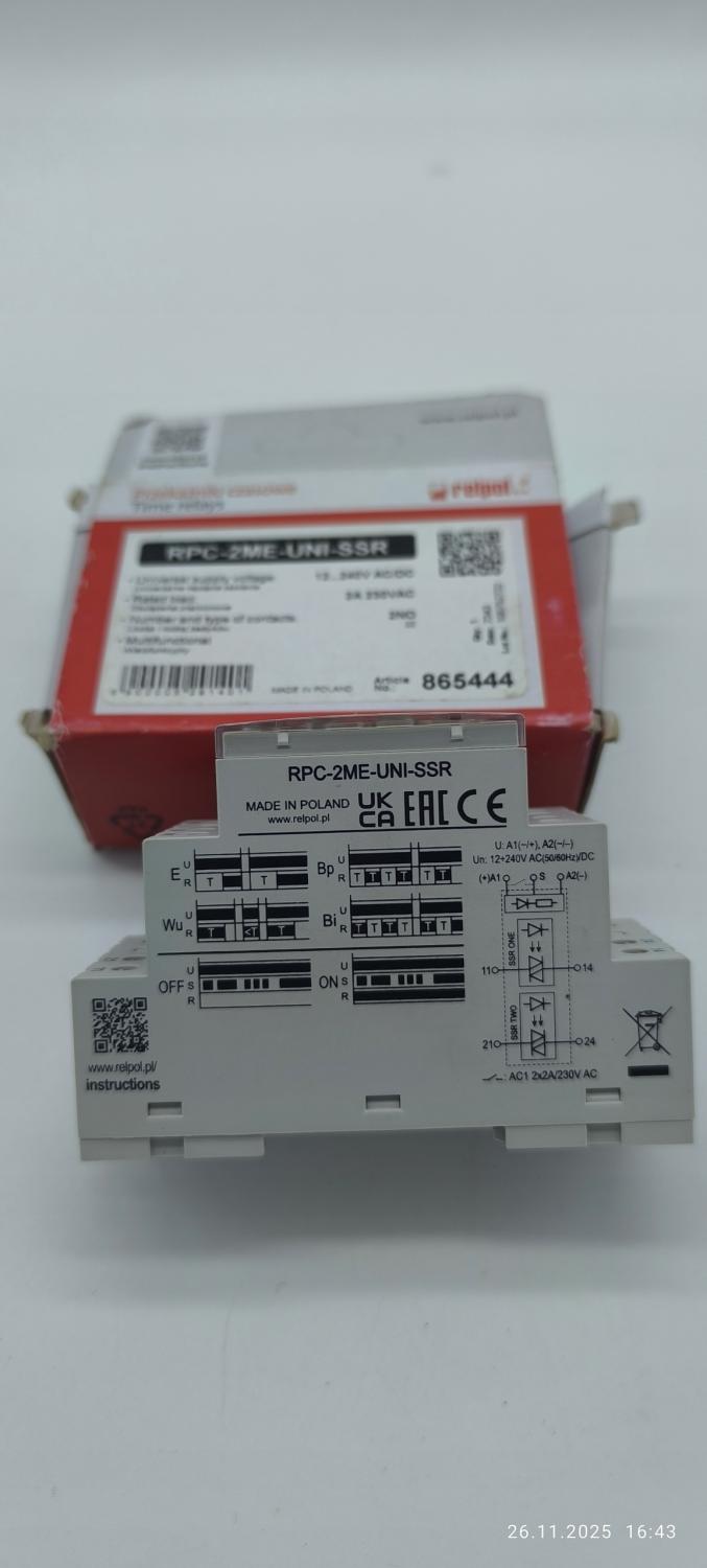 RELPOL Przekaźnik czasowy 2x2P, 6A, 12….240 V AC/DC RPC-4ME-UNI
