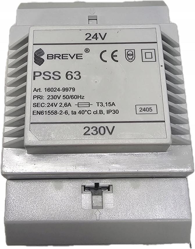 Transformator jednofazowy PSS 63 230/24V IP30 na szynę DIN TH-35 w obudowie
