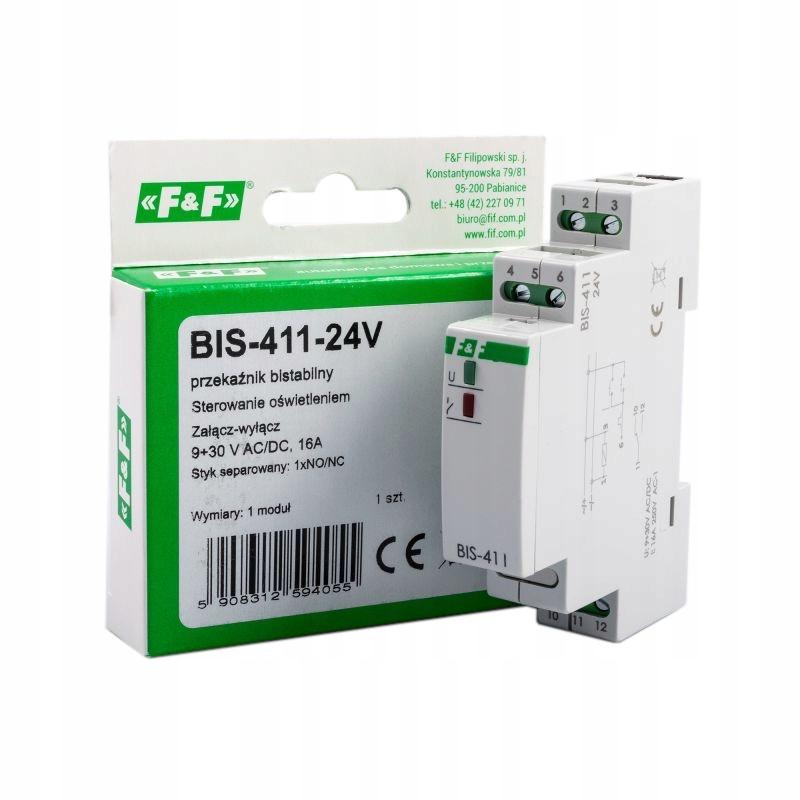 F&F Przekaźnik bistabilny 24V, montaż na szynie DIN BIS-411-24V