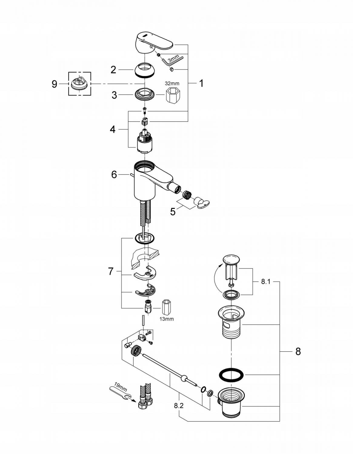Bateria bidetowa stojąca HANSGROHE Vernis Blend 1-uchw 1-otw czarna matowa