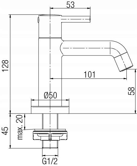 SOLO Zawór stojący umywalkowy do wody zimnej lub gorącej