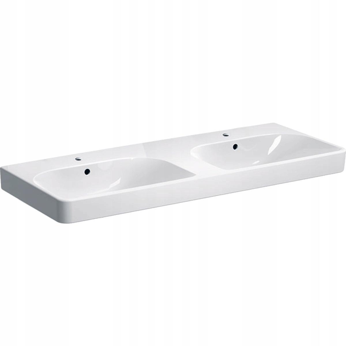 Umywalka podwójna Smyle Square B120 cm, H16.5 cm, T48 cm, z dwoma przelewam