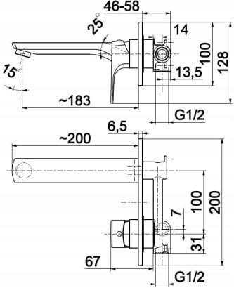 Bateria umywalkowa podtynkowa ARMATURA KRAKÓW MOZA 2-otw mosiężna chrom