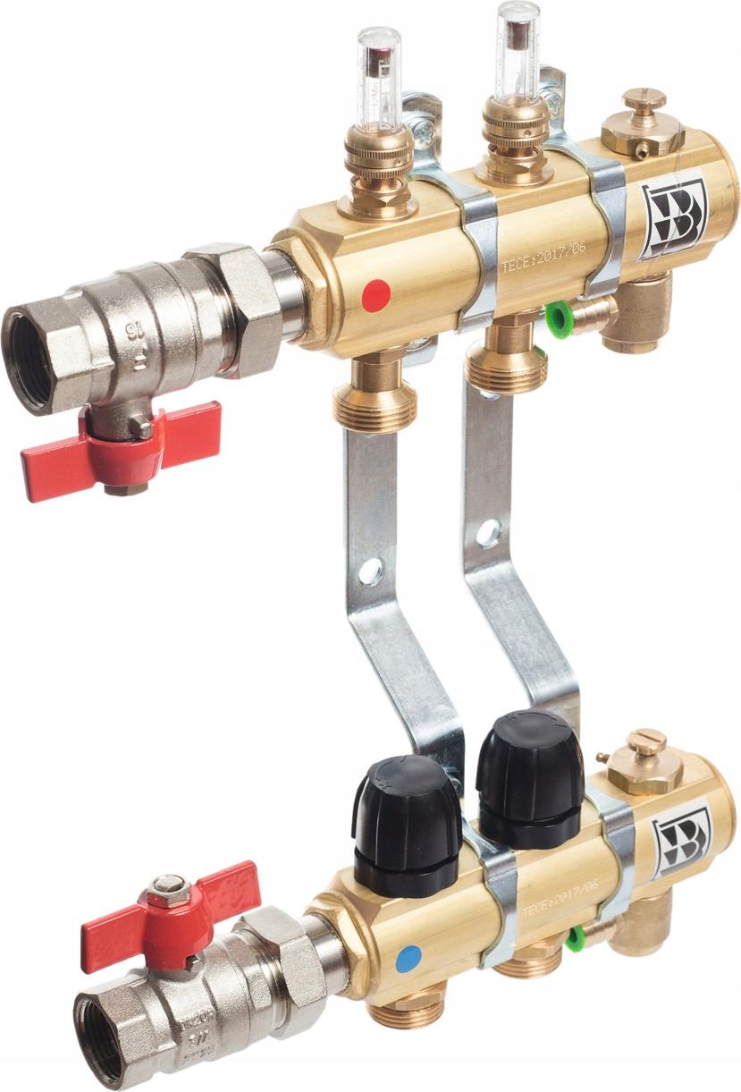 Rozdzielacz mosiężny 3-sekcyjny z przepływomierzami TECE TECEfloor