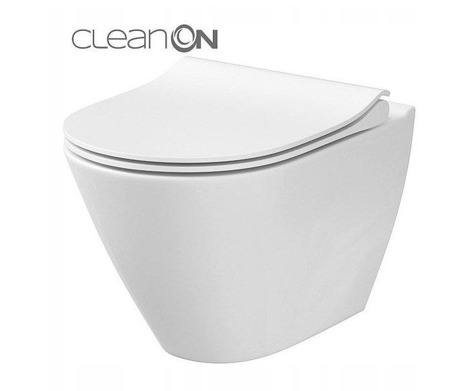 Miska wisząca z ukrytym montażem, City Oval New, system CleanOn, bez deski