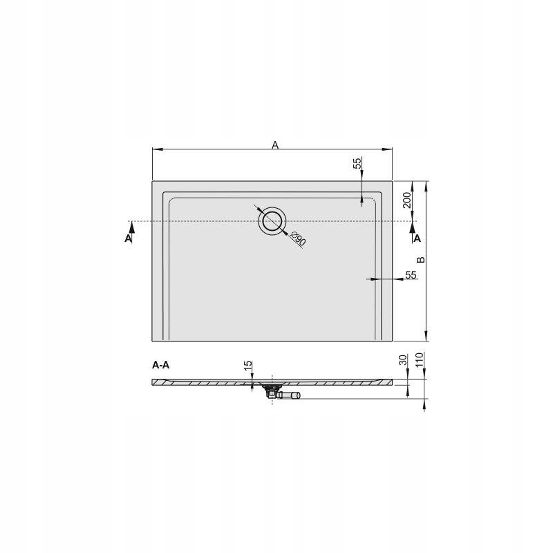 Brodzik min prostokąt 80x100x3cm SANPLAST Space Mineral B-M/SPACE z syfonem