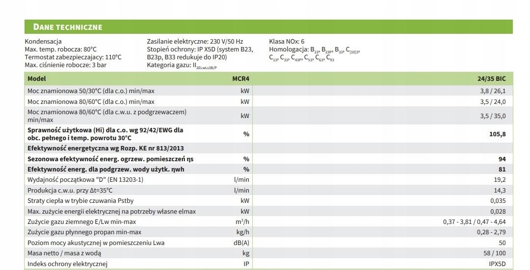 Kocioł gazowy kondensacyjny MCR4 24/35 BIC ze zintegrowanym podgrzewaczem