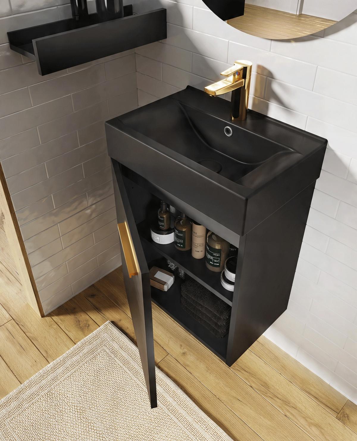 Zestaw: Szafka ELITA TINY+ umywalka ceramiczna 45 Forest Green Mat