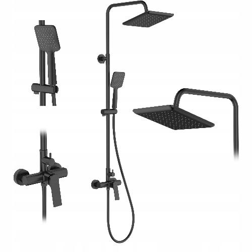 INVENA DESZCZOWNIA Z BATERIĄ NATRYSKOWĄ NERI INVENA TREND CZARNA