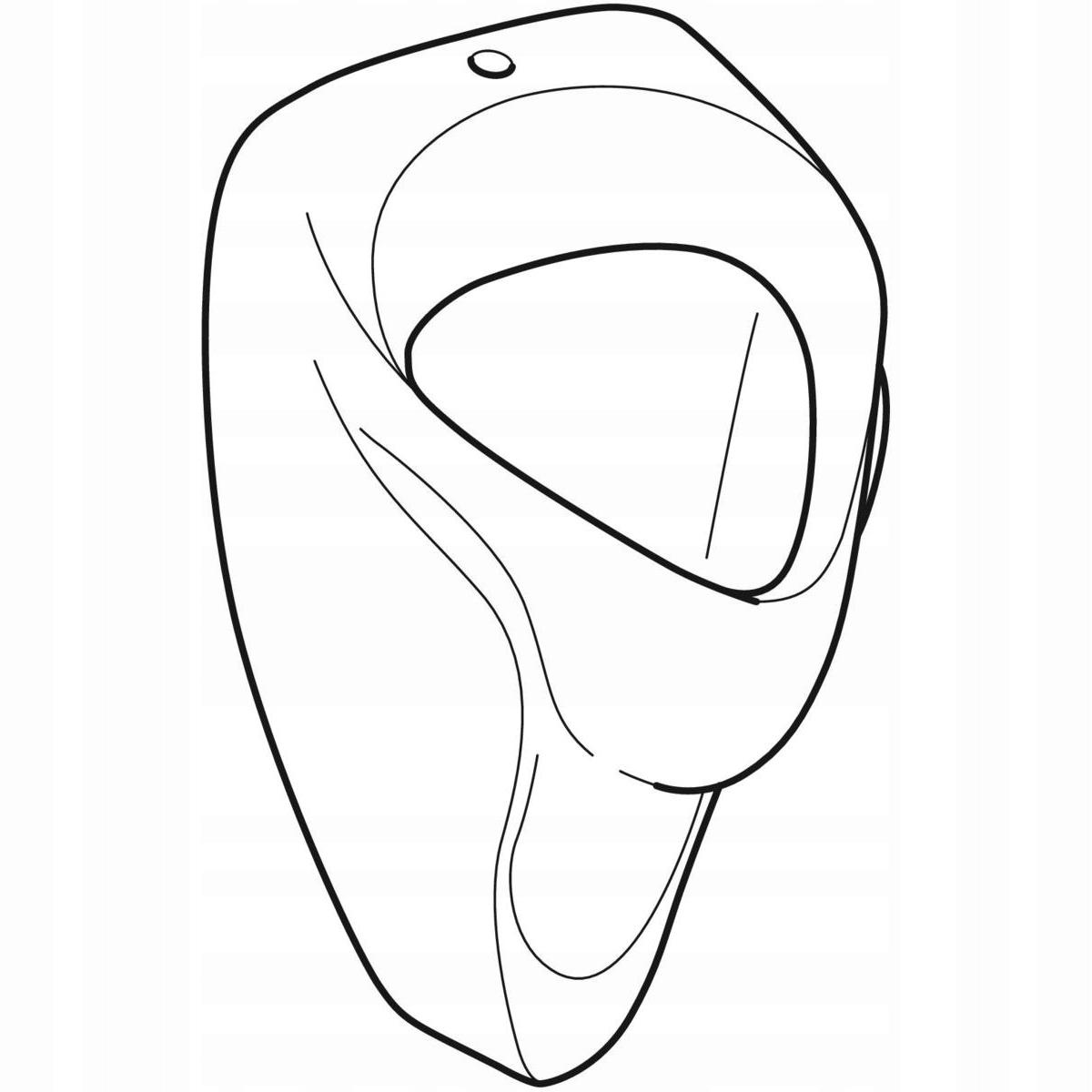 Pisuar Alex, B38 cm, H64.5 cm, T35 cm, dopływ u góry, odpływ do tyłu