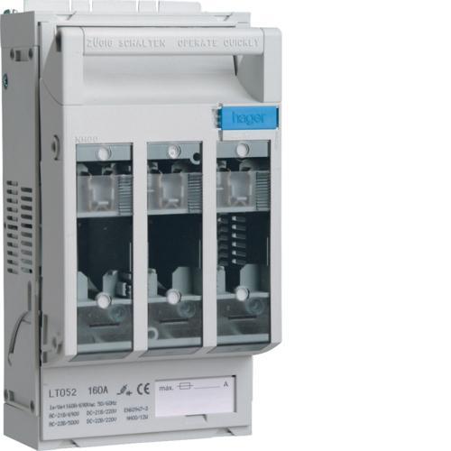 Rozłącznik bezpiecznikowy NH00 3P 160A 690VAC płyta/szyny TS35 zaciski śrub