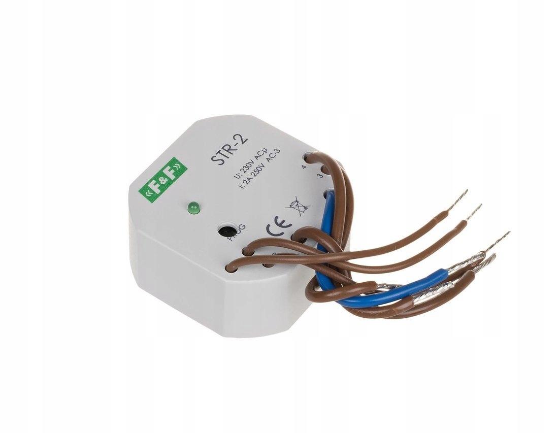 Sterownik rolet STR-1 dwuprzyciskowy, Un=230V AC, 8A, montaż w puszce podty