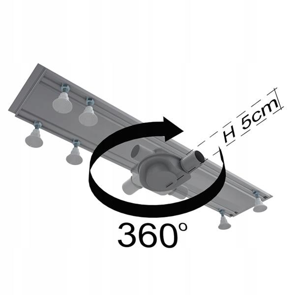 Odpływ liniowy Base-Low Standard Plus 60x8 prostokąt z mask do zab płytkami