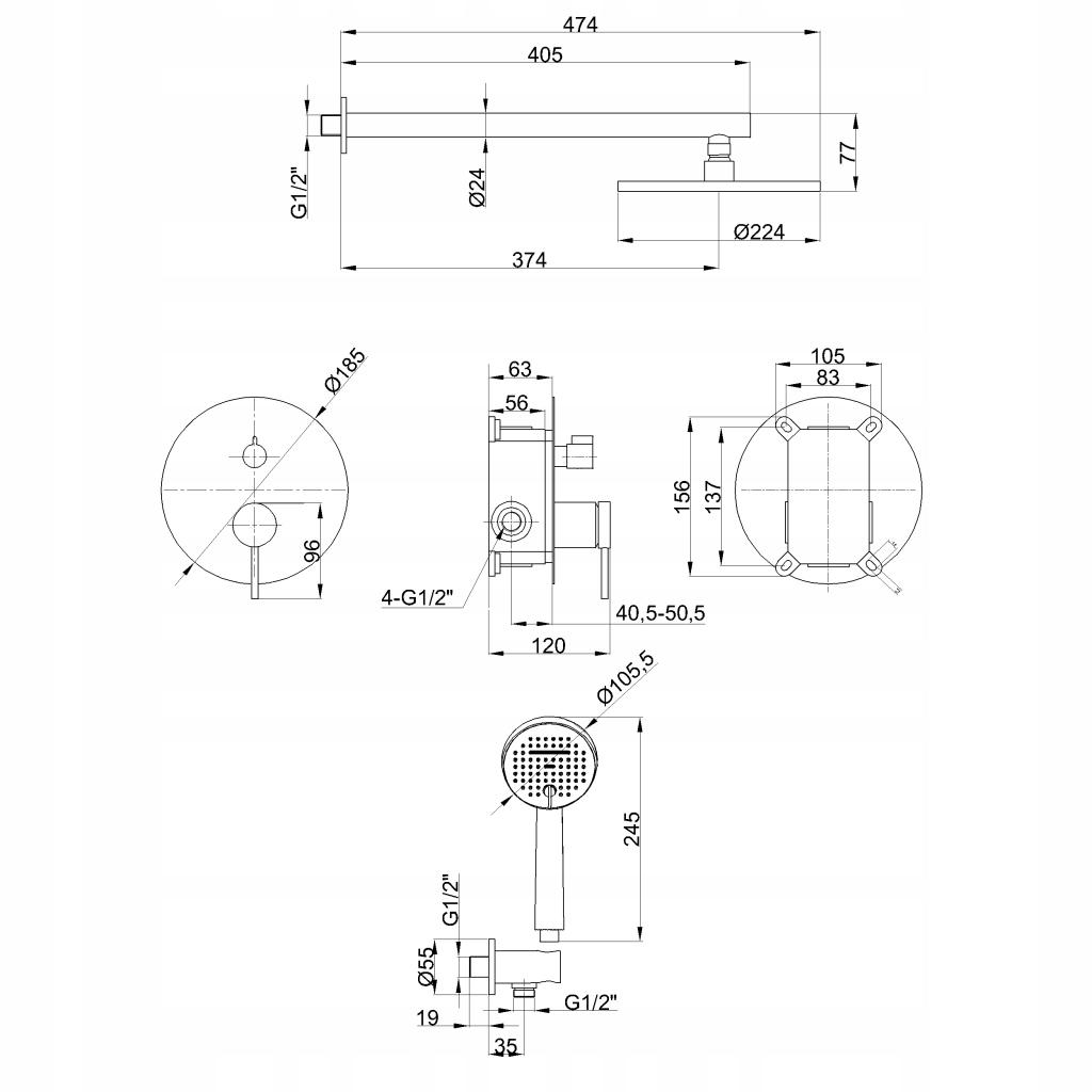 INVENA ZESTAW PODTYNKOWY Z BATERIĄ PODTYNKOWĄ 2F KALITEA INVENA TREND CHROM