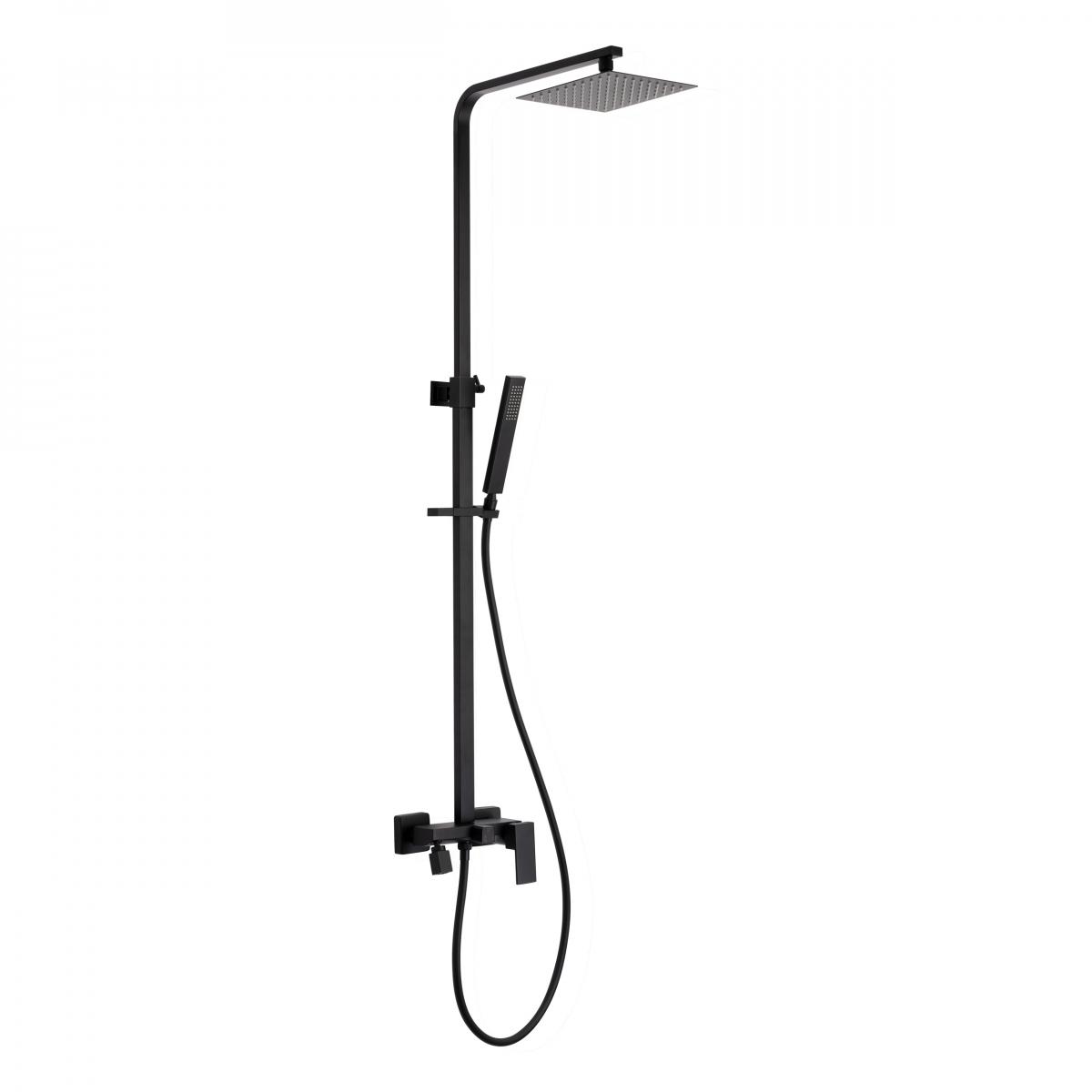 INVENA DESZCZOWNIA Z BATERIĄ NATRYSKOWĄ PAROS INVENA TREND CZARNA