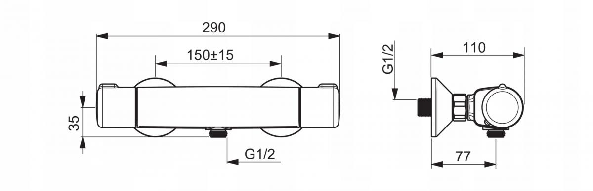ORAS Bateria prysznicowa Nova 150cc, G1 / 2