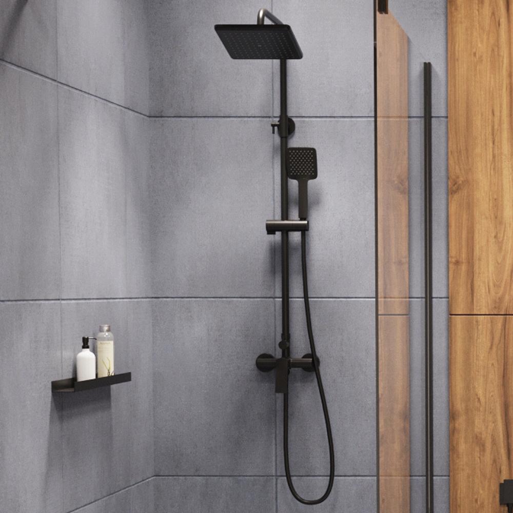 INVENA DESZCZOWNIA Z BATERIĄ NATRYSKOWĄ NERI INVENA TREND CZARNA