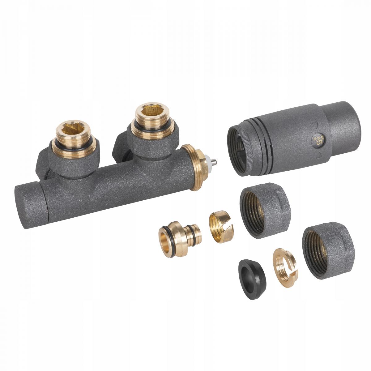 INVENA GRZEJNIK ŁAZ. 540X800 + KPL. DUOPLEX + MASKOWNICA PODW. - GRAFITOWY