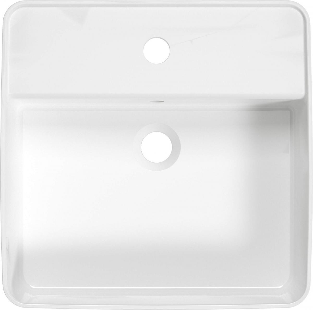 DEANTE Umywalka nablatowa Square, kwadratowa 42 cm z wyspą na baterię