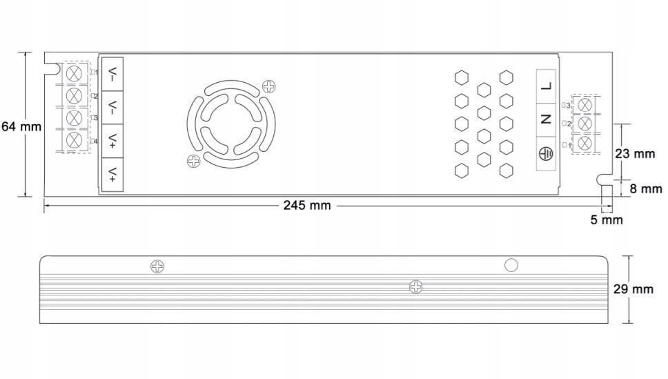 Zasilacz mod. Nextec IP20 12V 33A 400W 24,5x6, 48h