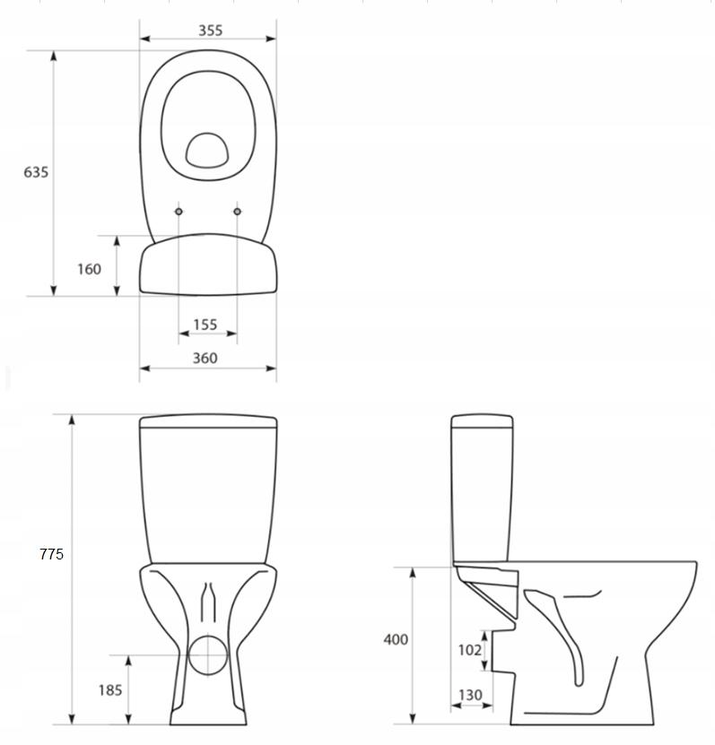 Kompakt 613 Arteco New CleanOn 3/5 l,odpływ poziomy, deska duruplastowa, wo