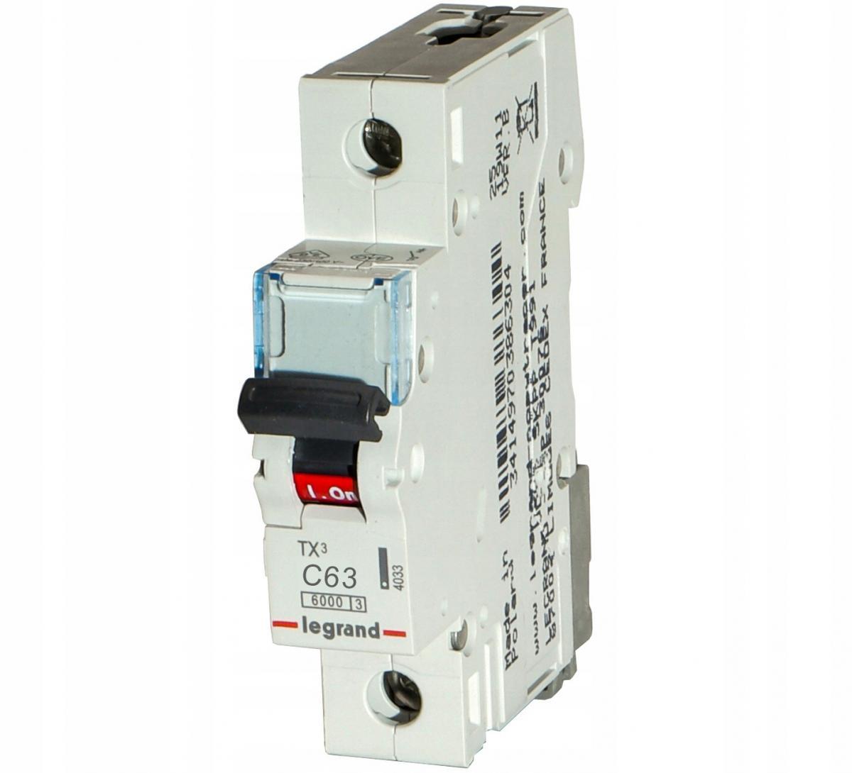 LEGRAND Wyłącznik nadprądowy S 301 1P C 63A 6000A TX3