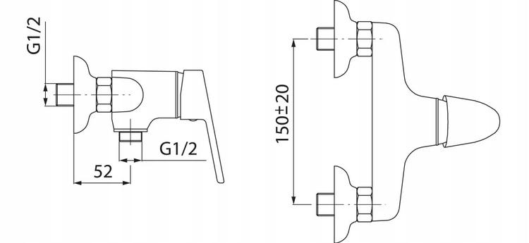 FERRO Bateria prysznicowa Smile ścienna chrom 48h