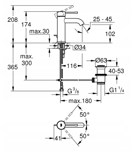 GROHE Bateria umywalkowa S warm sunset 48h