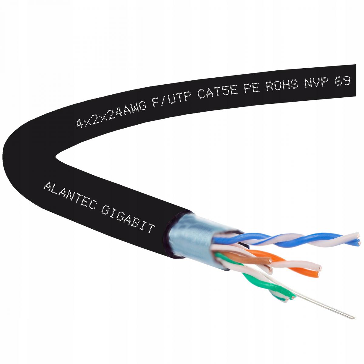 A-LAN Kabel sieciowy F/UTP kat.5e PE 4x2x24AWG 500m ZEWNĘTRZNY SUCHY