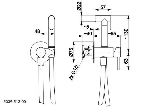 Bateria bidetowa podtynk ARMATURA KRAKÓW MOZA 1-otw. mosiężna złoty szczotk