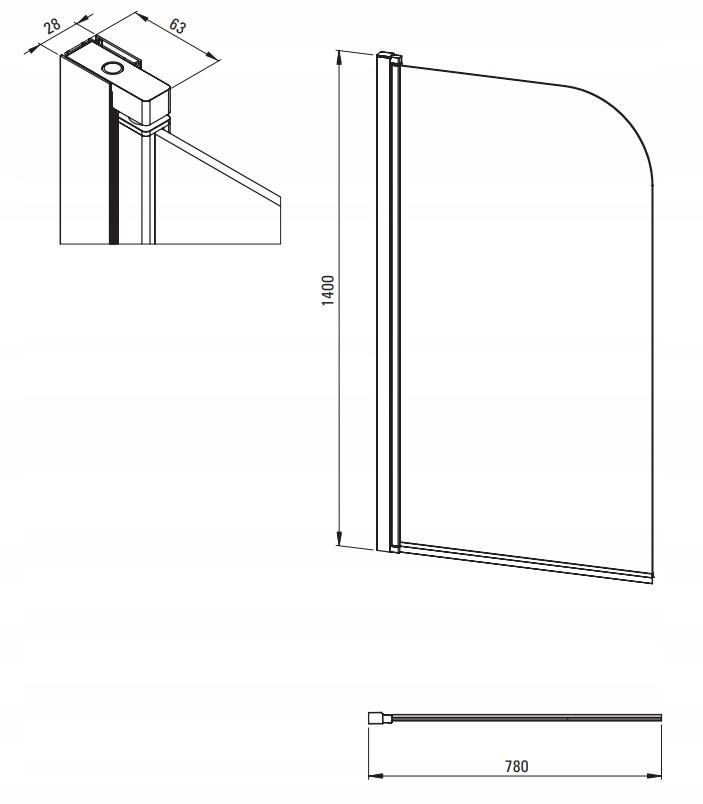 DEANTE Parawan nawannowy 80x140 cm Jasmin, chrom