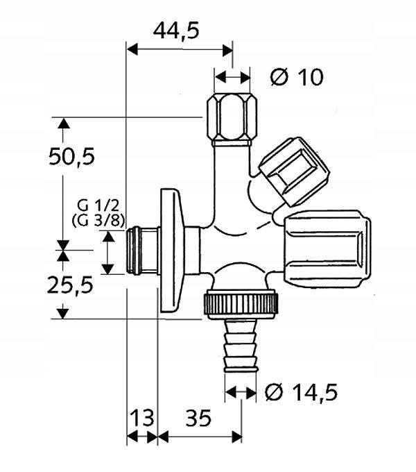 SCHELL Zawór kombinowany kątowy Comfort 3/8 chrom z BSZ, ASAG
