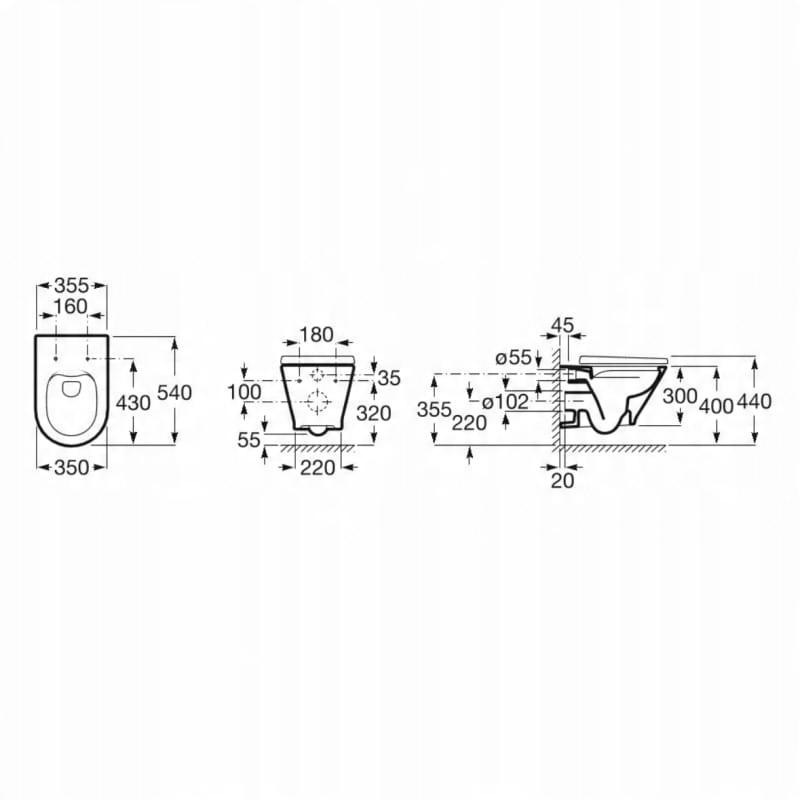 Miska wisząca GAP ROUND COMPACTO 48x36cm Rimless Biały ROCA[18]