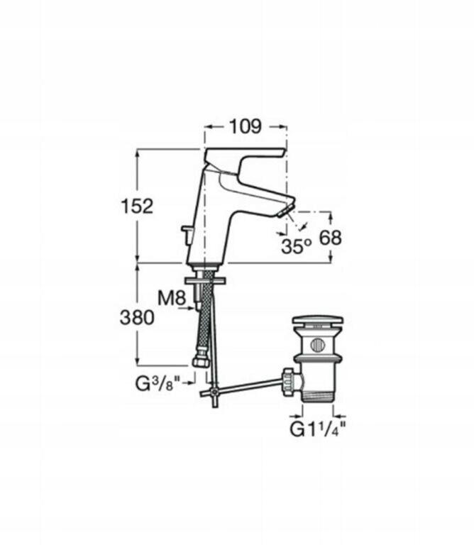 Bateria umywalkowa stojąca ROCA ONA 1-uchwytowa 1-otworowa chrom