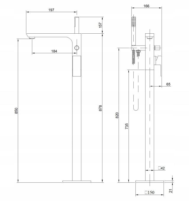 INVENA BATERIA WANNOWA WOLNOSTOJĄCA PAROS INVENA TREND CZARNA