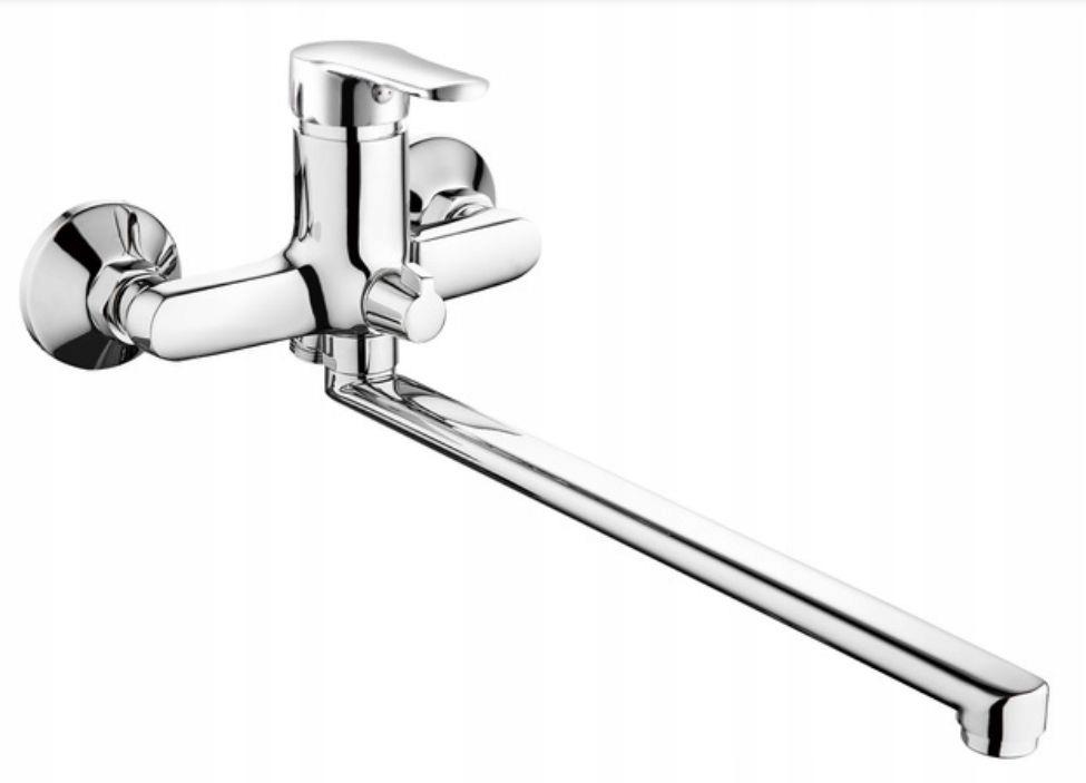 INVENA BATERIA WANNOWA VERSO Z DŁUGĄ WYLEWKĄ I ZESTAWEM NATRYSKOWYM