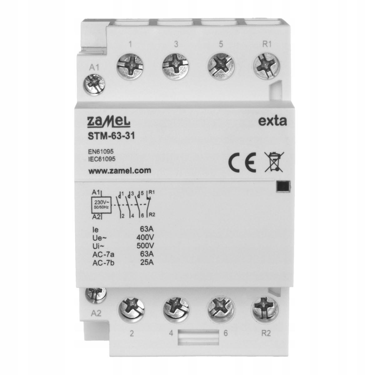 ZAMEL Stycznik modułowy instalacyjny 63A, 3xNO + 1xNC, 230V AC STM-63-31