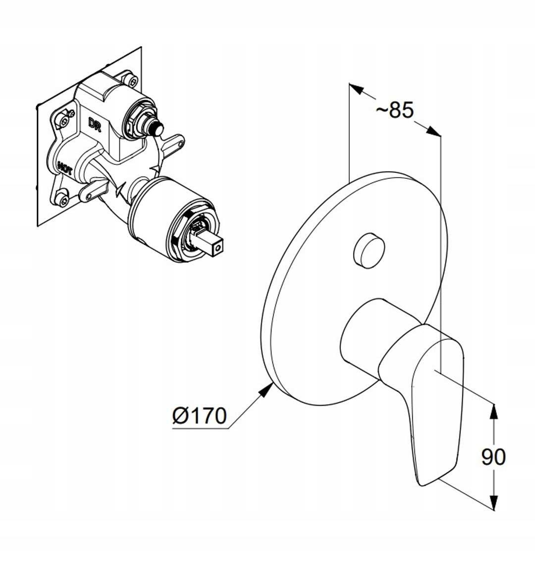 Element zewnętrzny baterii wannowo - natryskowej, podtynk KLUDI PURE&SOLID