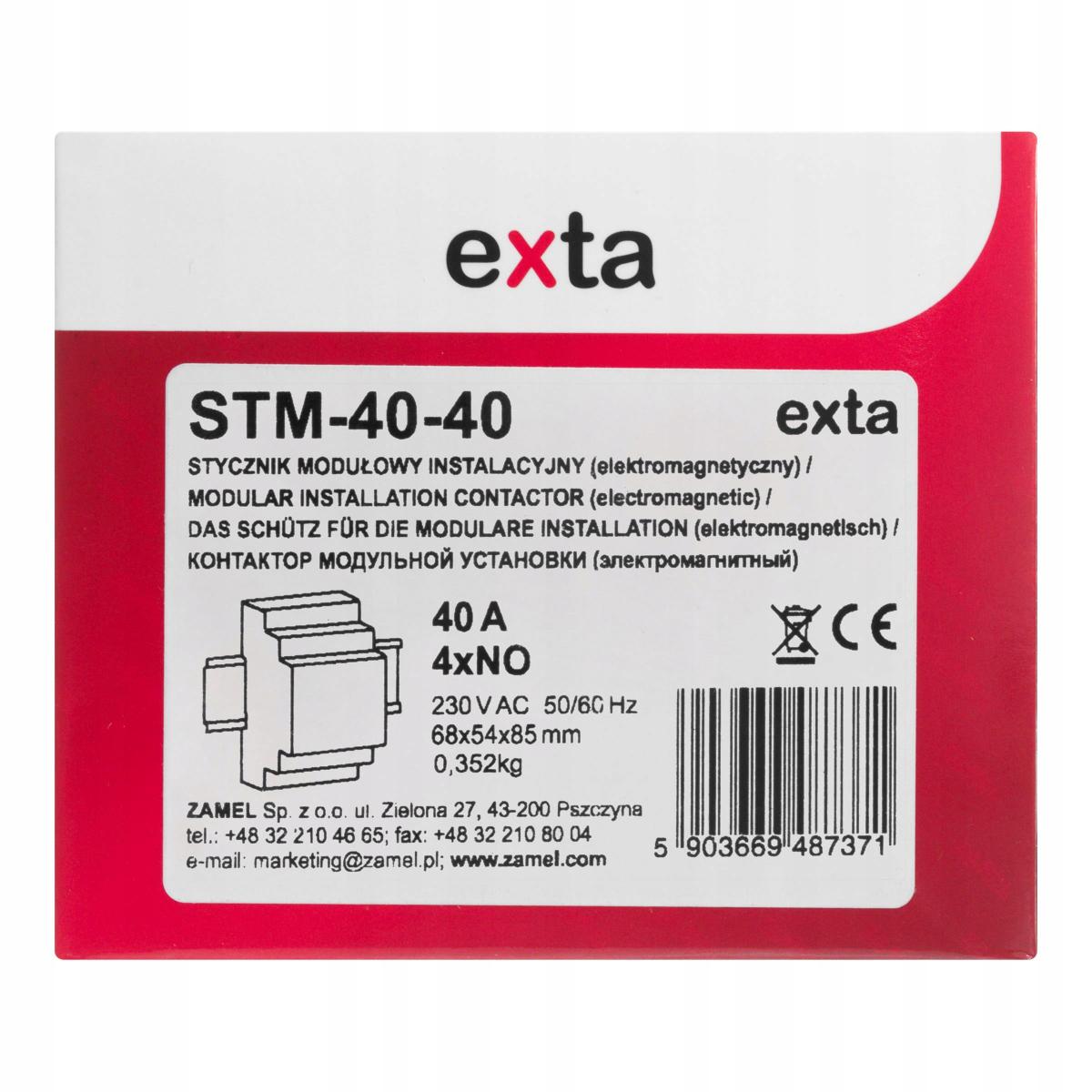 ZAMEL Stycznik modułowy instalacyjny 40A, 4xNO, 230V AC STM-40-40